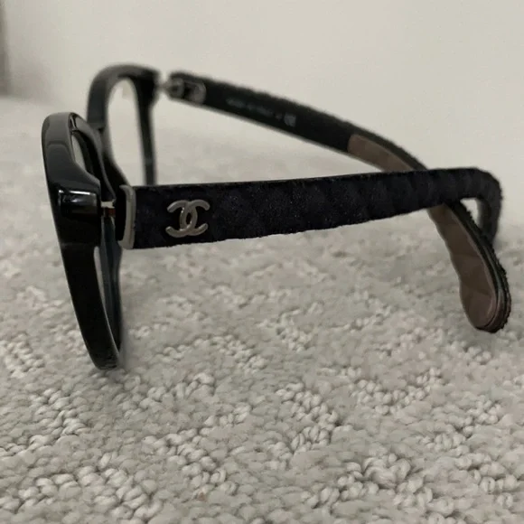 New, Chanel Black Cat Eye Glasses Style 3335, Quilted Arms with Case - Picture 5 of 12